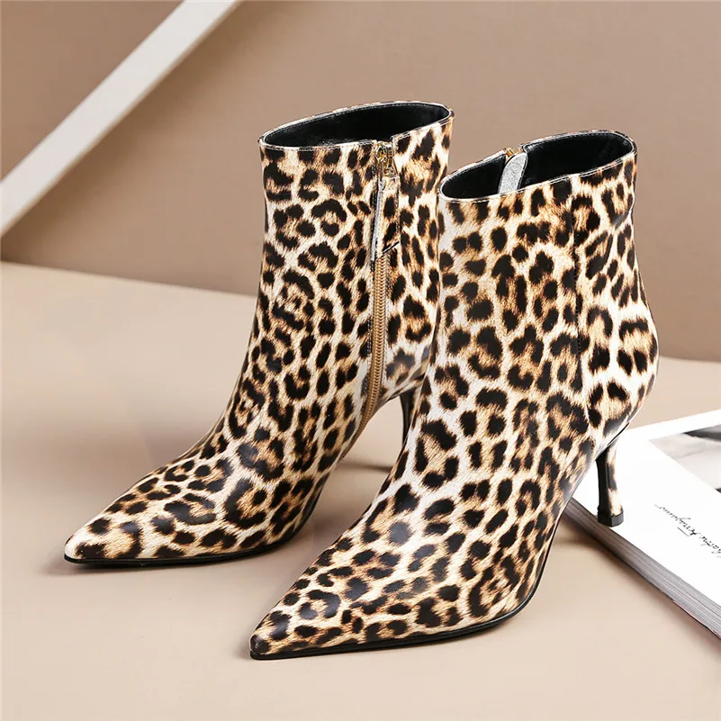 FEDONAS/пикантные женские ботильоны из натуральной кожи с леопардовым принтом