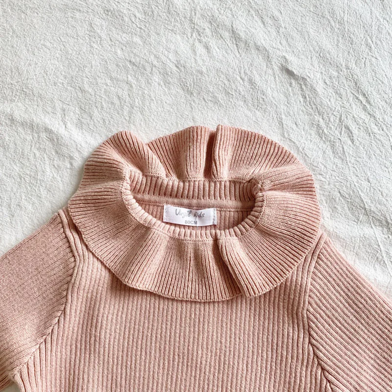 

New 2020 Autumn Kids Girls Long Sleeve Lotus Leaf Collar Knit Sweater Winter Children Clothing Baby Kids Girls Pullover Sweaters