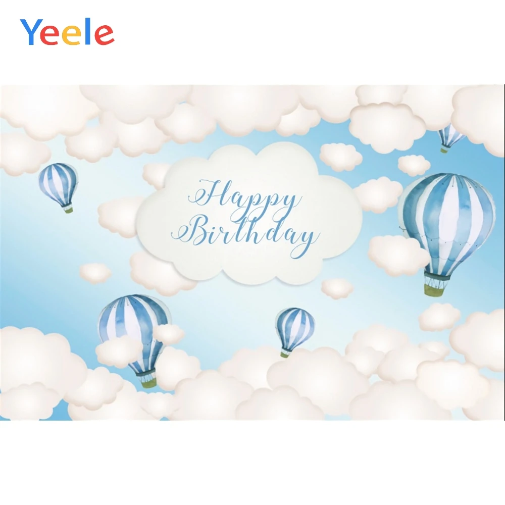 

Фон для фотосъемки Yeele с изображением голубого неба белых облаков воздушных шаров на день рождения