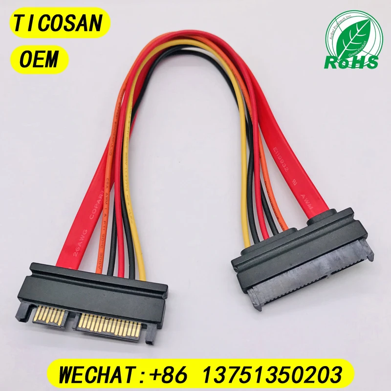 

SATA 22 Pin Male To Female Sata Extension Cable SATA 3 III 22 Pin Male to Female 7+15 Pin SATA Data Power Combo Extension Cabl