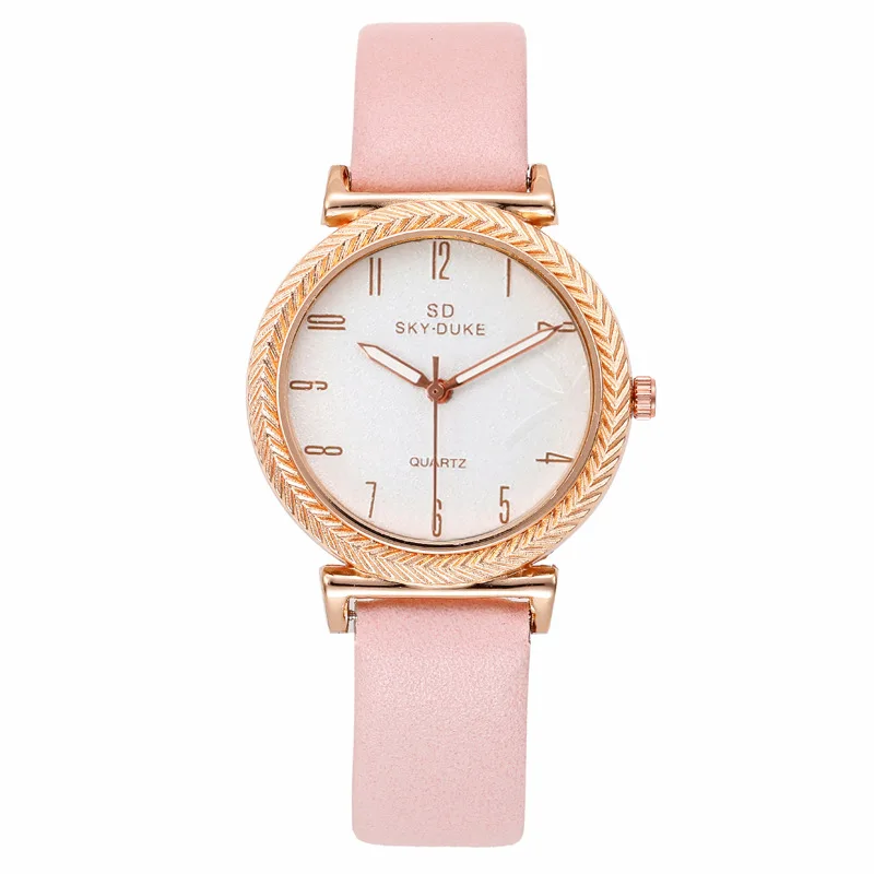 

New Watch For Men Fashion Female Wrist Watch Business Pink Leather Digital Ladies Quartz Watch Dress Zegarek Damski Dropshipping
