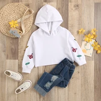 autumn girls clothing sets butterfly print hoodies sweatshirts ripped jeans toddler girl outfits roupas infantis girls clothes