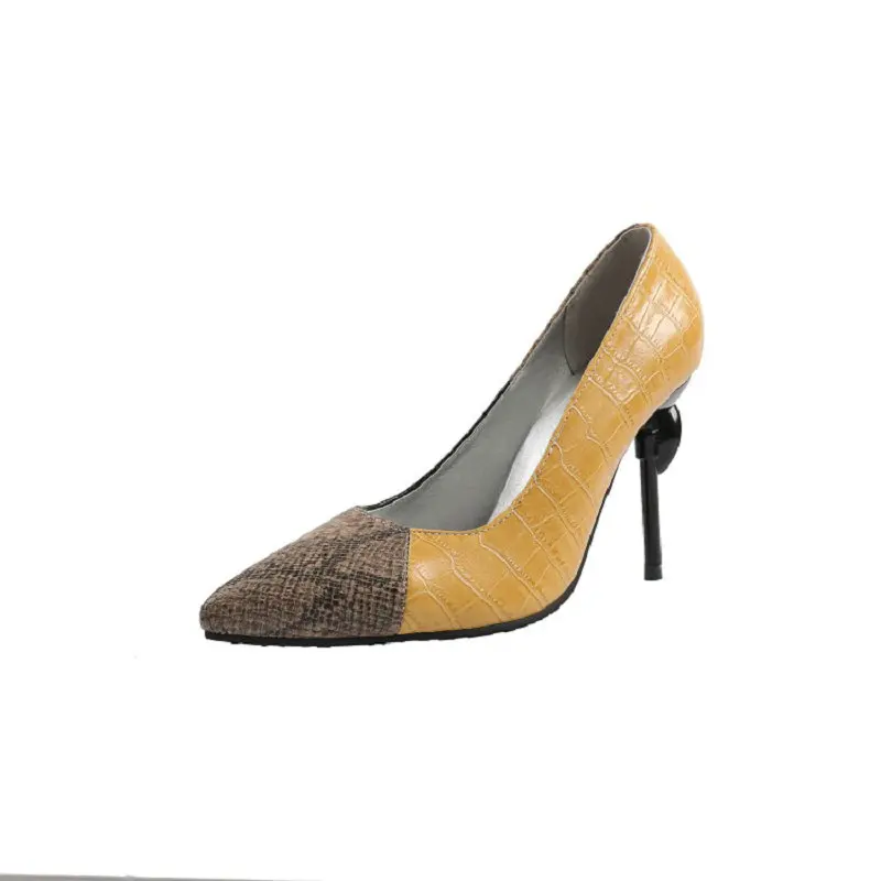 

Sianie Tianie 2020 spring summer pointed toe patchwork sexy woman stilettos with crystal heel women high heels pumps big size 48