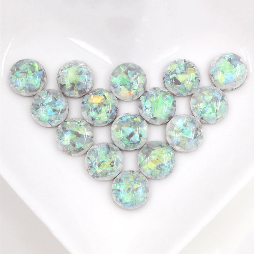 New Fashion 10mm 40pcs/Lot Gray Color Built-in metal foil Flat back Resin Cabochons Cameo-V5-25 | Jewelry Findings & Components