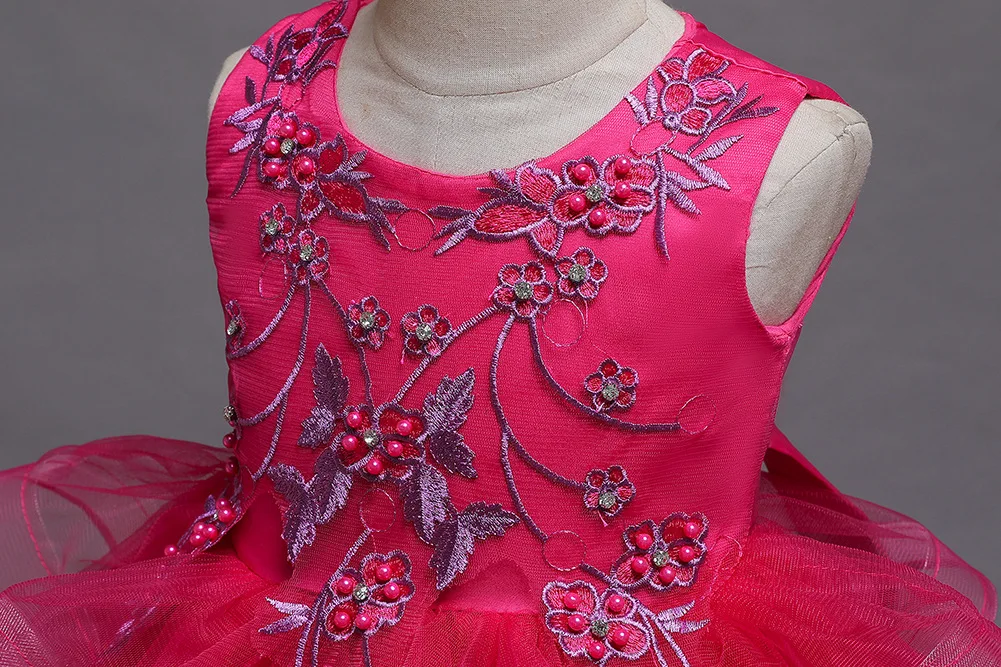 Children Party Clothing Toddler White Hot Pink Purple Kids Holiday Dress Princess Wedding Girls Short Evening Dresses | Детская одежда