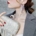 Серьги-кисточки со сверкающими бриллиантами, женские серьги на весну и лето, модные геометрические длинные серьги в крупном стиле с цирконом