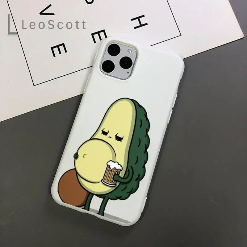 

interesting cute cartoon Avocado Phone Case Candy Color for iPhone 6 7 8 11 12 s mini pro X XS XR MAX Plus