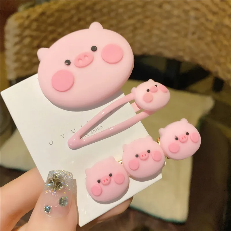 

Girls Cute Cartoon Animal Hairpins Children Sweet Hair Clip Pink Piggy Plastic Barrettes Headband Kids Fashion Hair Accessories