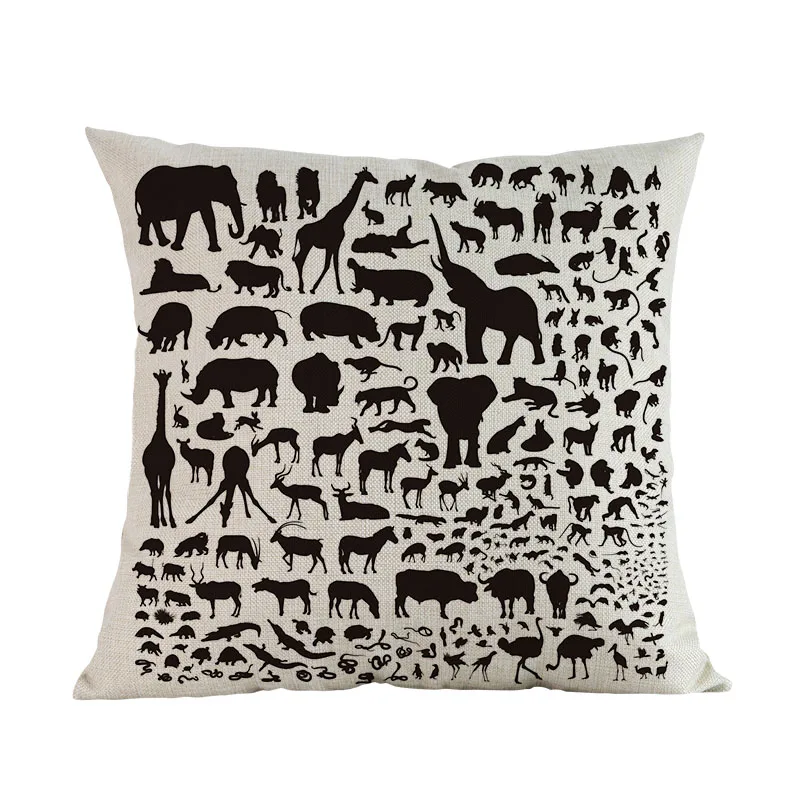 Черный животные силуэт узор несколько фермы дикая природа динозавр льняная
