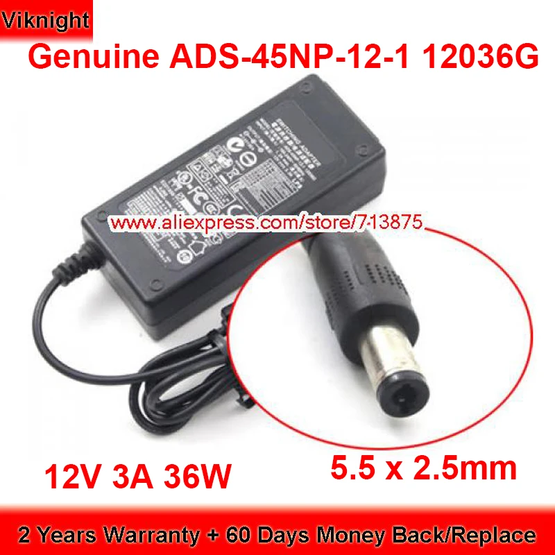 Genuine ADS-45NP-12-1 12036G 36W Charger 12V 3A AC Adapter for QC9116 DVR 36W LED LAMP Power Supply