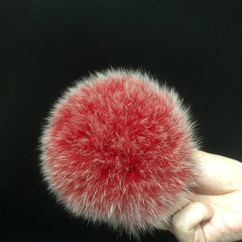 fox fur red 2 DIY Роскошный меховой помпон из натурального меха лисы, помпон, помпон ручной работы, действительно большой помпон для волос,, шапка с пряжкой - Цвет: fox fur red 2