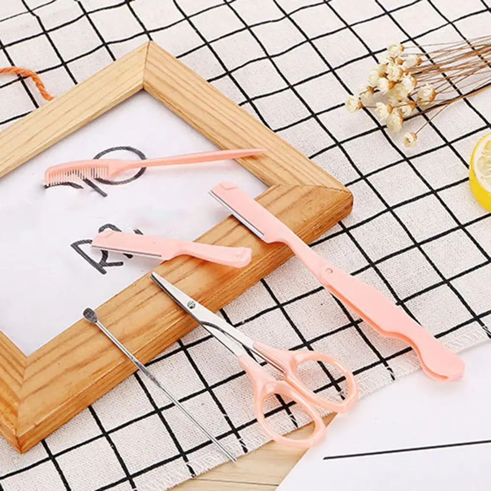 5 шт./компл. Профессиональный складной Бритва для бровей Набор щетка шерсти