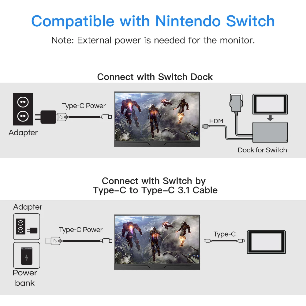 Eyoyo EM13N Портативный 13 3 &quotIPS монитор FHD 1080P игровой ЖК дисплей Экран для Xbox One 360 PS4 Wii U