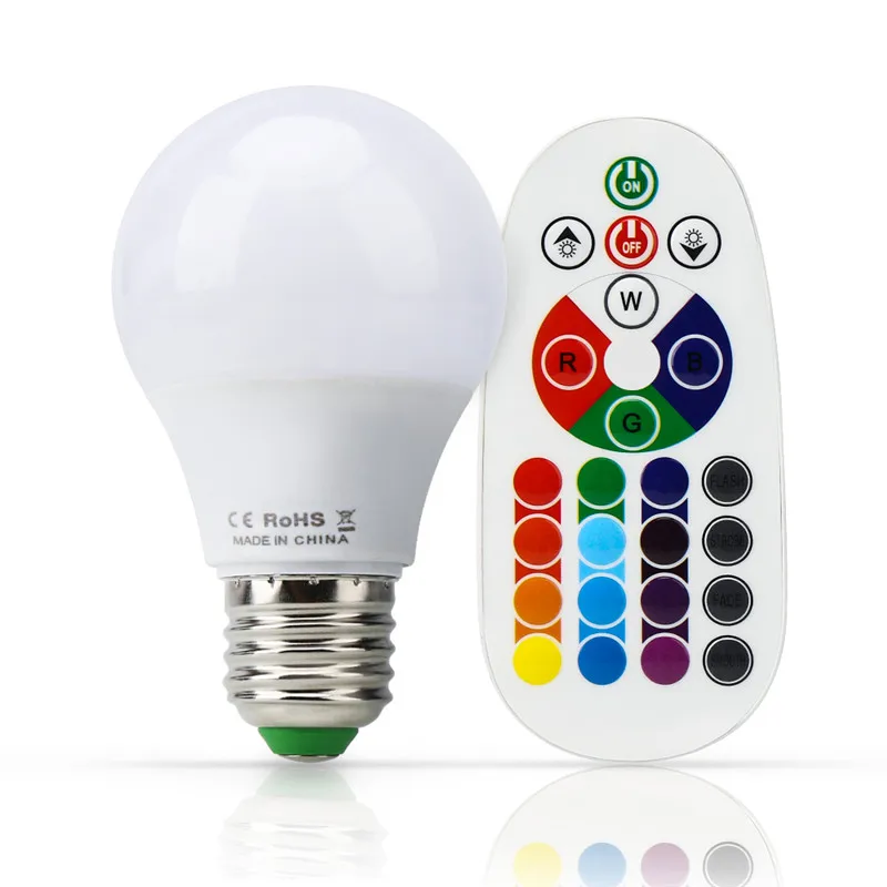 Светодиодный RGB Лампочка 5 Вт волшебная лампа с регулируемой яркостью E27 B22 меняющий цвет светильник с пультом дистанционного управления Умный дом светильник ing Точечный светильник 85-265 в