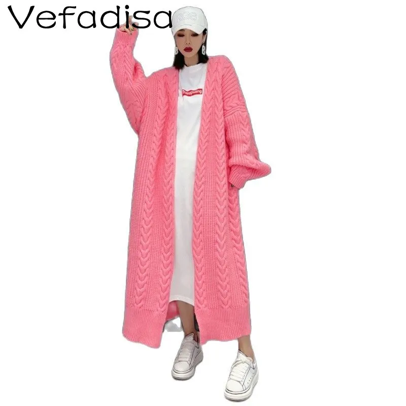 

Зимний новый модный свитер Vefadisa 2021, вязаный кардиган, утепленный Свободный Повседневный Кардиган большого размера, куртка TT687