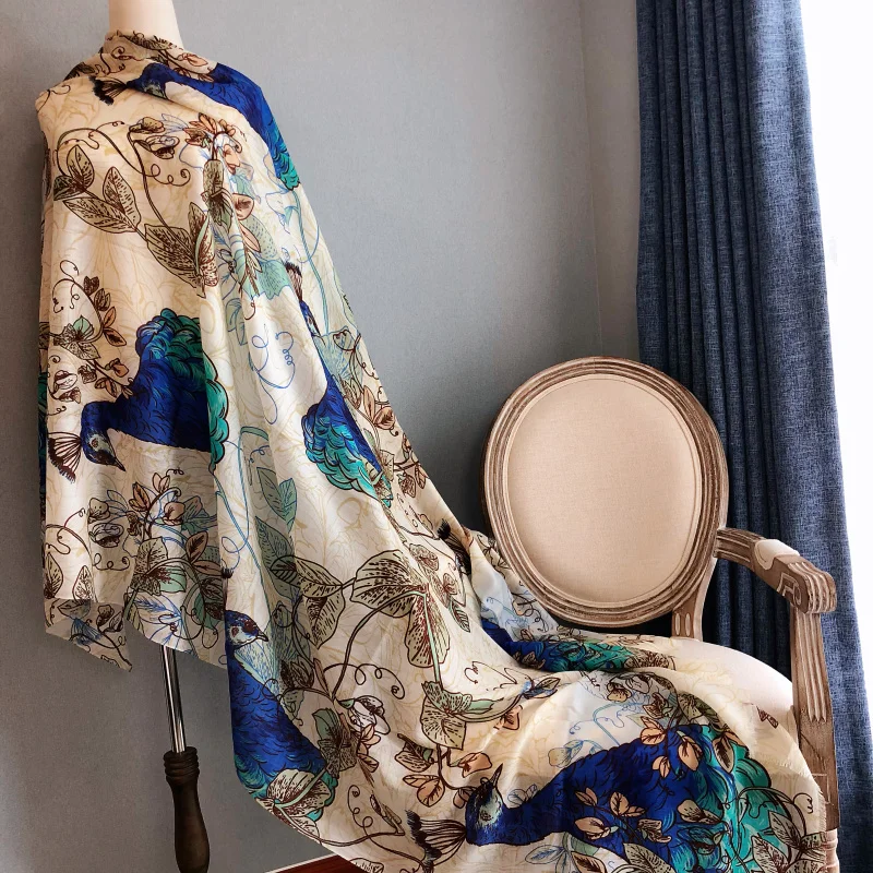 

Lightweight 100% Cashmere Scarf Shawl Peacock Print Fashion Winter Scarves Wraps Women 200x100cm