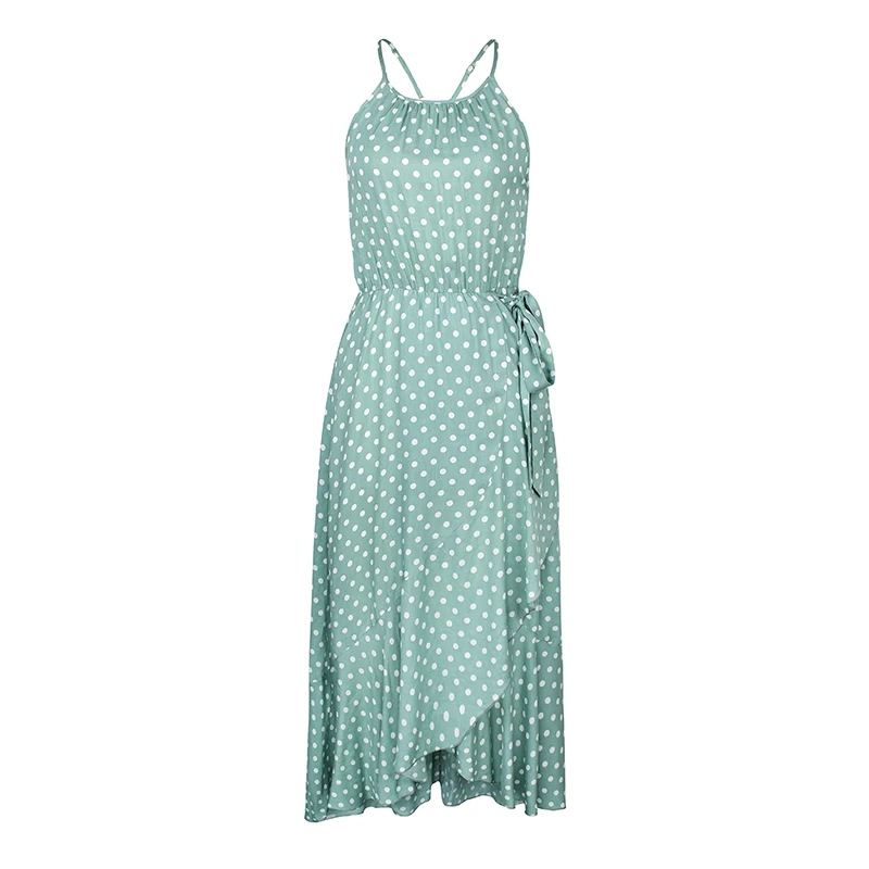 

Polka Dot Spaghetti Strap Dress Women Casual Slim Long Spring Summer Dress For Women New Elegant Holiday Style