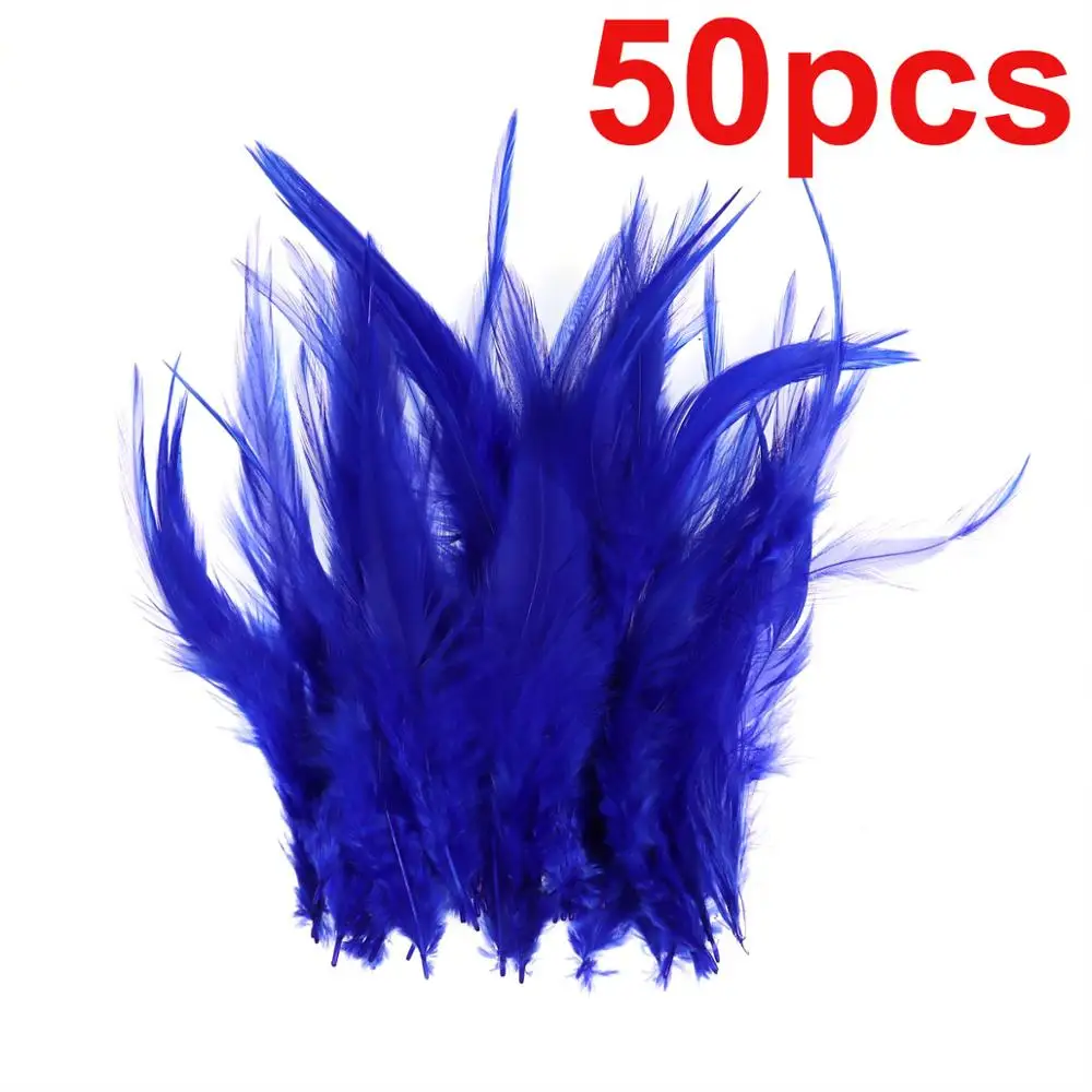 Blue 50PCS Wifreo 50 шт. длинные перья украшение на седло перья, привязываемые к приманке петух шлаппен для форели лосось Steelhead бас соленой воды стример завязывания - Цвет: Blue 50PCS
