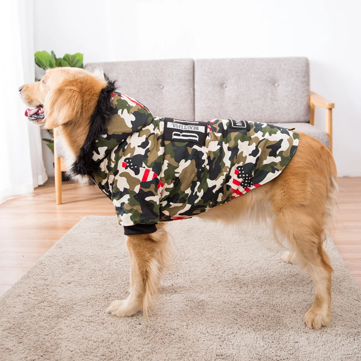 Одежда для больших собак зимняя куртка одежда пальто большая камуфляжная теплая