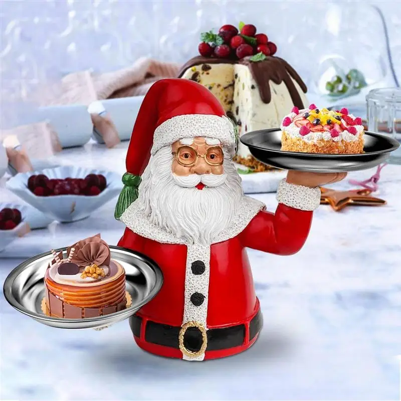 

Christmas Santa Snack Plate Snowman Snack Tray With 3 Trays Resin Snack Tray New Year Desktop Table Decoration Dropship
