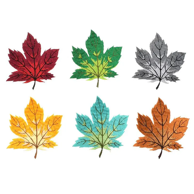 

Maple Leaf Embroidered Patches for Clothing Thermoadhesive Badges Patch Thermal Stickers for Fabric Clothes Sew on Appliques