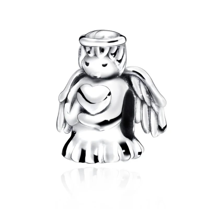 

100% Real Silver Color Beads Angel of Love Charm fit Original Pandora Bracelets Women DIY Jewelry