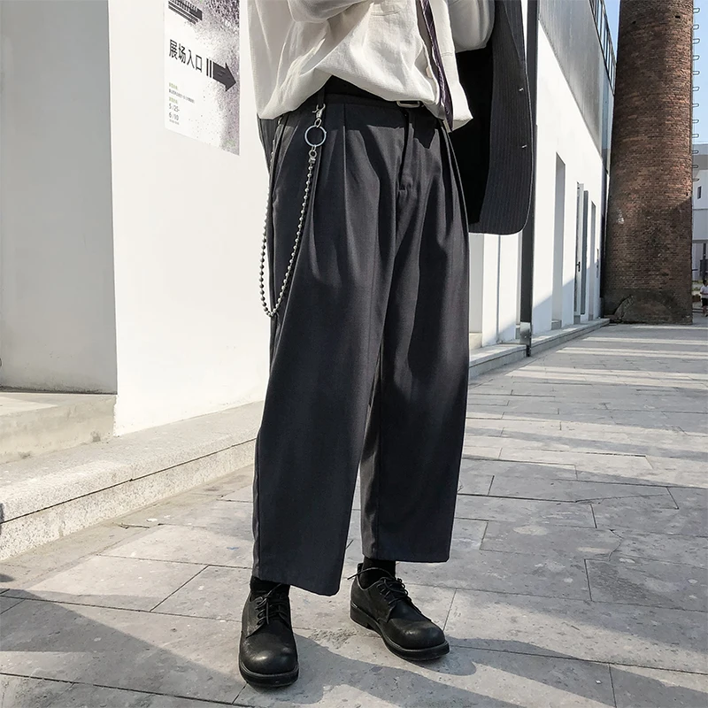 Мужские прямые брюки от костюма новые свободные мужские уличные винтажные