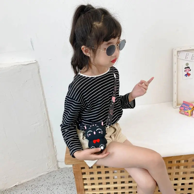 SB0003 New Fashion Cute Silicone Little Cat Bear Single Shoulder Bag Children Decorative Satchel Anime Sidebag