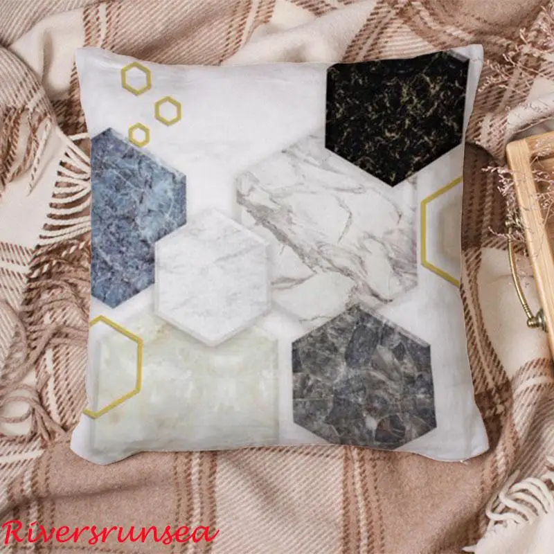 Скандинавский стиль Геометрическая мраморная Подушка розовый Фламинго