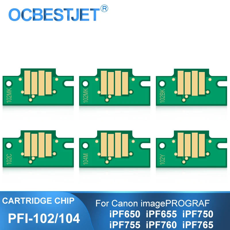 

PFI-102 PFI-104 102 104 Permanent Cartridge Chip For Canon ImagePROGRAF iPF650 iPF655 iPF750 iPF755 iPF760 iPF765 Printer Chips