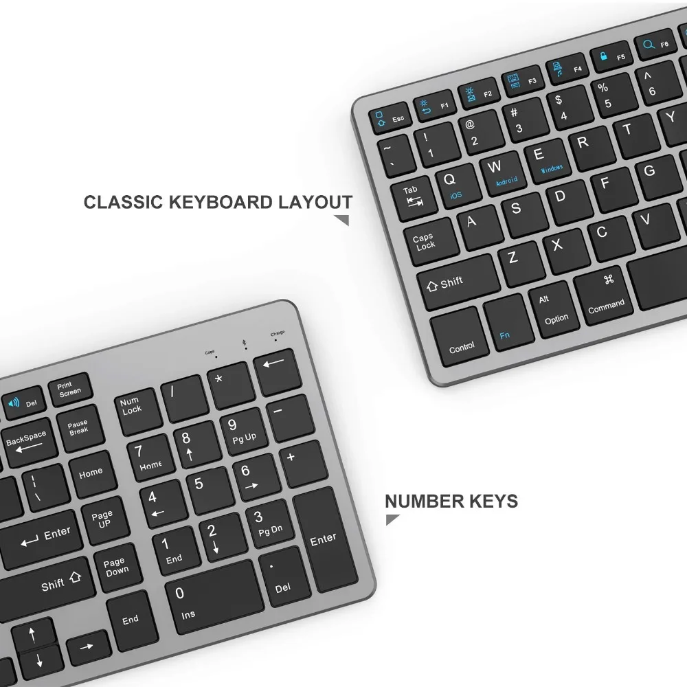 Zienstar ультра тонкая стандартная Bluetooth клавиатура для IPAD, MACBOOK, ноутбука, компьютера и планшета, перезаряжаемая литиевая батарея