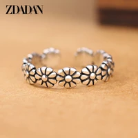 zdadan 925 silver vintage daisies flower open ring for women jewelry accessories
