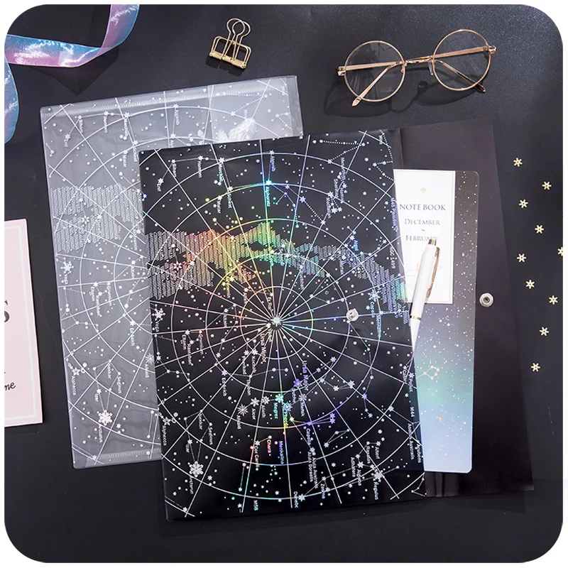 Креативная папка для документов с изображением звездного неба А4 матовая черная