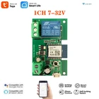 Беспроводной релейный переключатель, 1-канальный переключатель с Wi-Fi модулем, 12 В, 24 В переменного тока, от 7 до 32 В, с поддержкой приложения Tuya