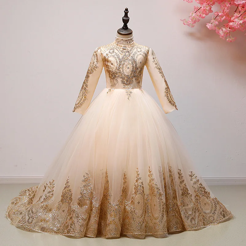 Girl's birthday party dress Princess Flower's Wedding Bridesmaid Pengpeng yarn embroidered banquet | Свадьбы и торжества