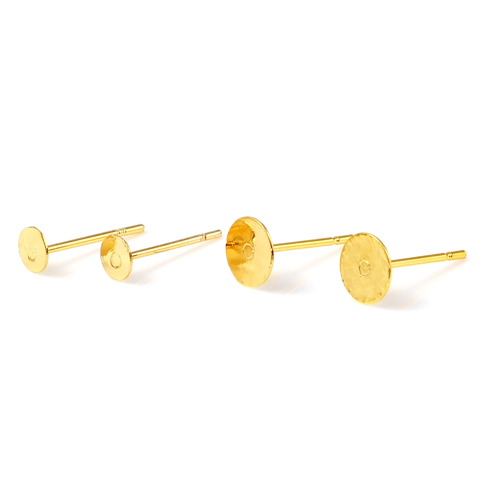 

0.7mm Copper Ear Post Stud Earrings Gold Color Metal 4mm mm Round Glue Handmade DIY Making Earrings Jewelry Gifts Findings,20PCs