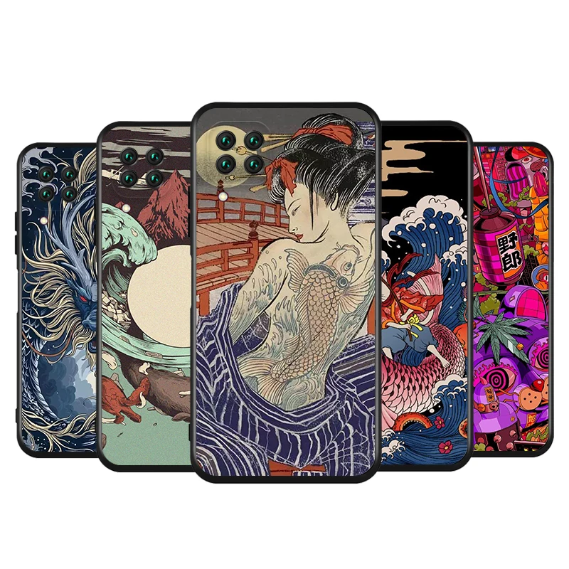 

For Huawei Nova 8 7 6 5 SE 5G 5i Pro 2 3 Lite 2017 Plus 2i 3E 3i 4E 5Z 5E 5T 7i Japanese wave Anime Dragon TPU Phone Case
