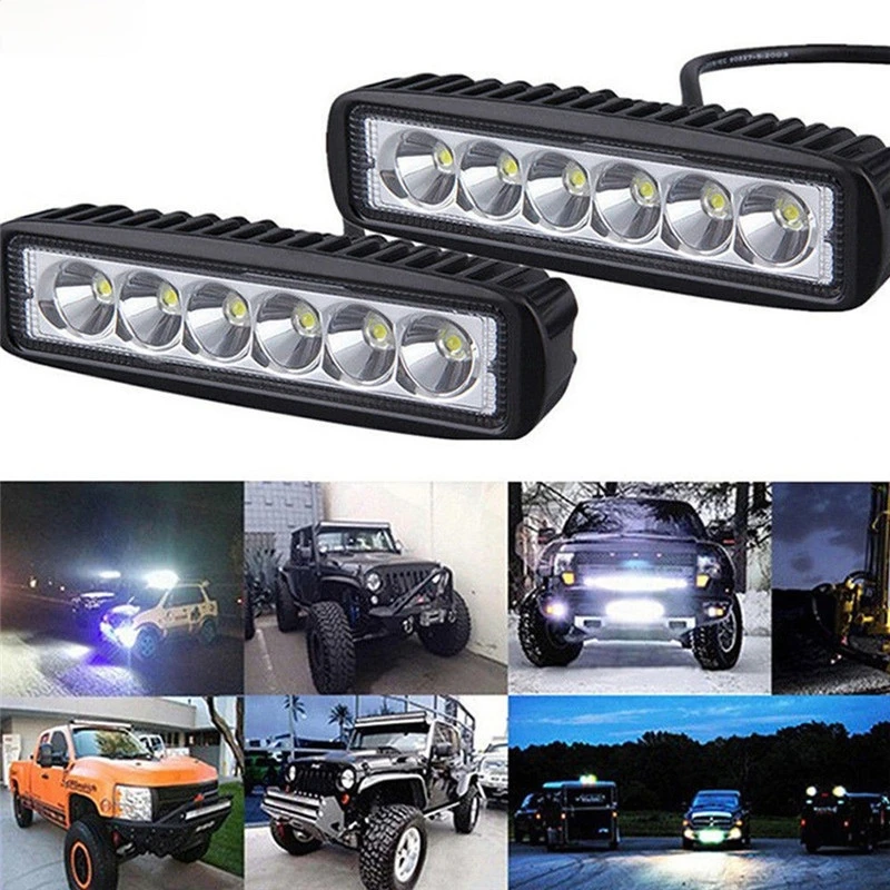 

18W 6000K LED Work Light Bar Driving Spotlight for Off-Road SUV Car Boat Truck 1800LM Offroad Accessories