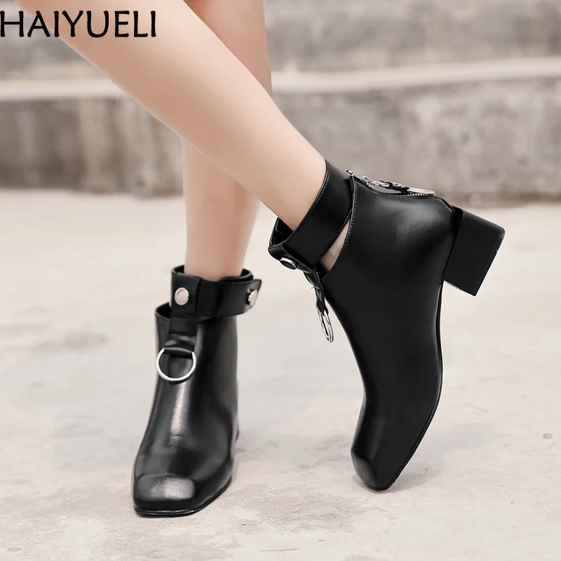 Женские ботильоны в стиле ретро осенние ботинки панк с круглым ремешком и