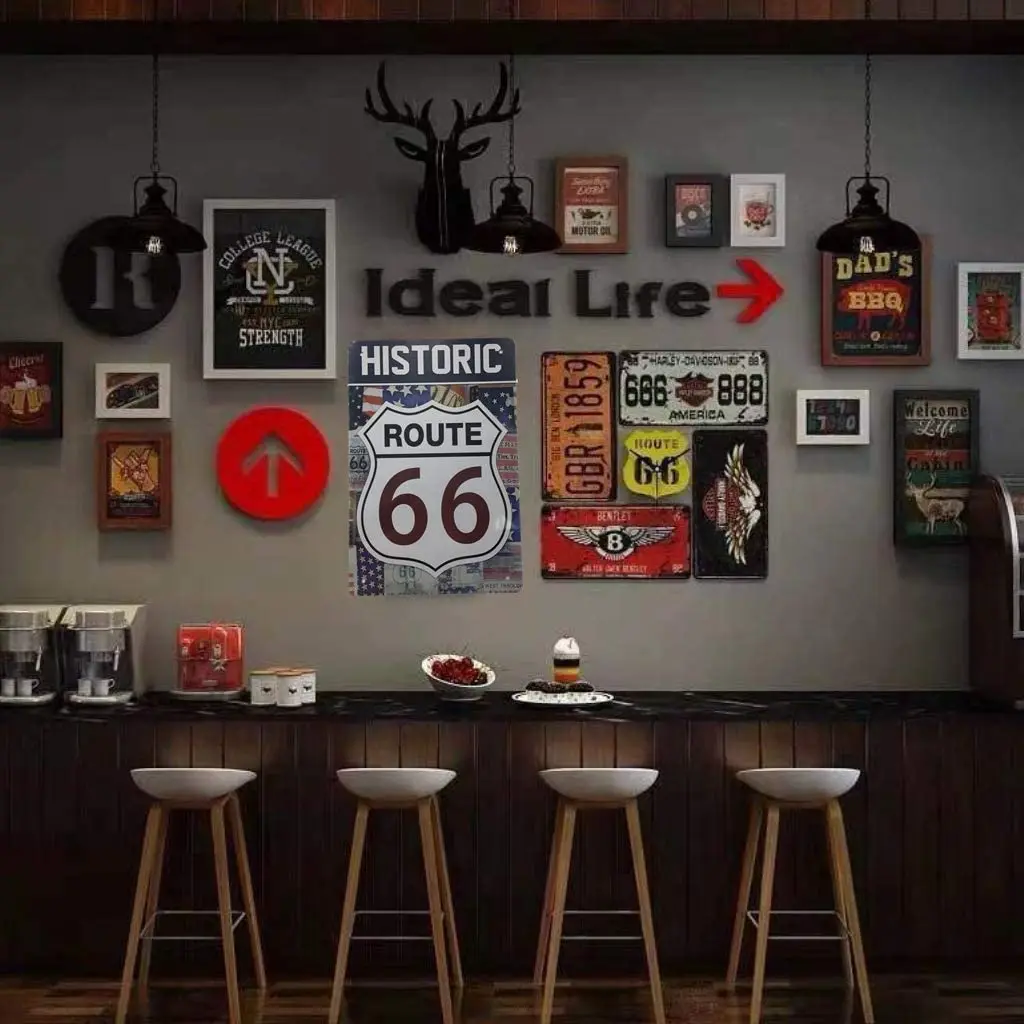

AIQIBAO Metal Vintage Tin Sign Decor Historic Route 66 for Movie House Bar Pub Funny Retro Wall Art Sign 12X 8