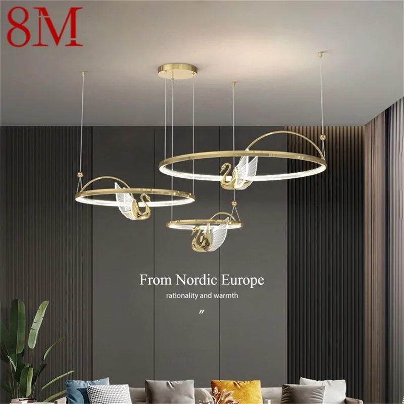 

8M Nordic Creative Pendant Light Swan Round Ring Chandelier Lamp for Bedroom Parlor Home Modern Fixtures