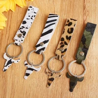 genuine leather anime tauren pendant zebra cheetah print leather keychain original designer key accessories friends gifts
