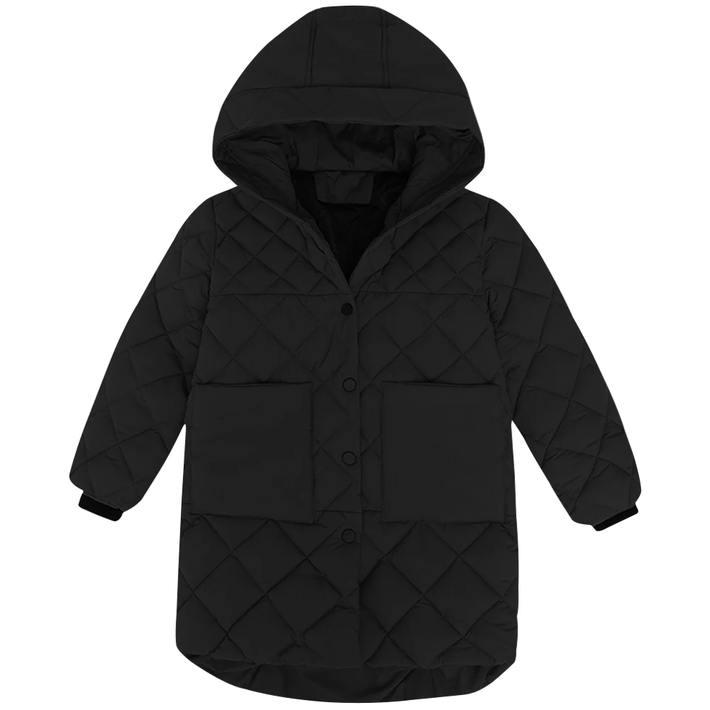 

Boys Down Outerwear Cotton Hooded Coats Puffer Jackets Thicken Overcoat for Teen Solid Long Tops Winter Warm Clothes Casual Coat