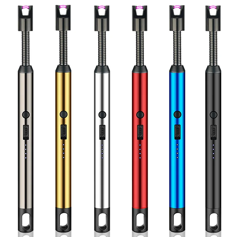 Electronic Candle Lighter Short Neck Hose Pulse Arc Windproof with Power Display USB Rechargeable Ignitor for | Дом и сад