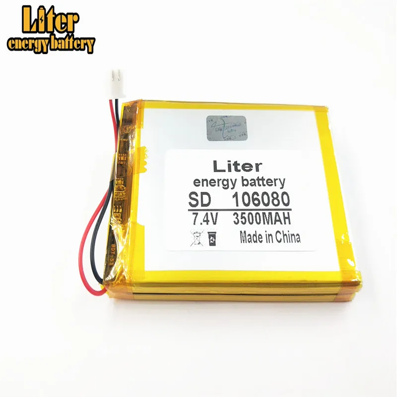 

7.4V 3500mAh 106080 XH2.5/2P Polymer Li-ion battery for DVD player Satellite Finder Meter WS6902 WS6912 WS6909 WS6918 WS6922