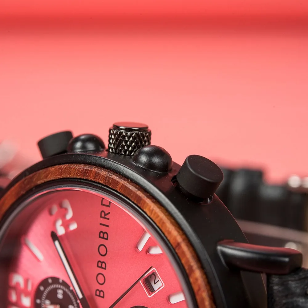 Reloj hombre BOBO BIRD водонепроницаемые часы для мужчин Топ роскошные стильные светящиеся часы Отображение даты деревянные часы для мужчин OEM Прямая поставка