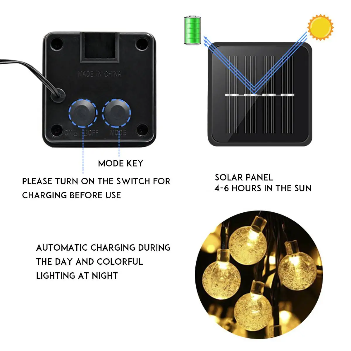 

8 Model 60 LEDs Solar Lamps string fairy light solar light festoon globe ball string light garland garden party decor waterproof