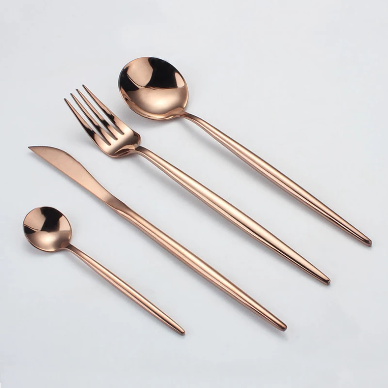 Ins чистая красная 304 нержавеющая сталь столовые приборы Блестящий Западный