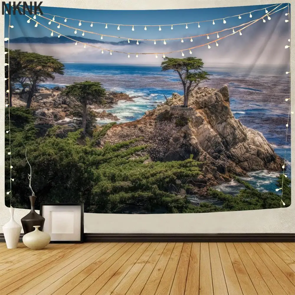 

NKNK Brand Beach Tapestry Mountains Tapestries Trees Wall Tapestry Landscape Tenture Mandala Wall Hanging Mandala Hippie New