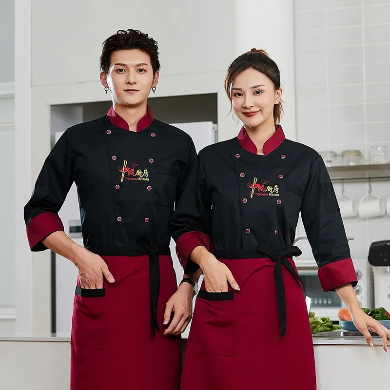 

2020 Sale Limited Restaurant Clothes Avental Hotel Chef Uniform Long Sleeve Autumn Kitchen Work Canteen Baking Cake Pastry Wear